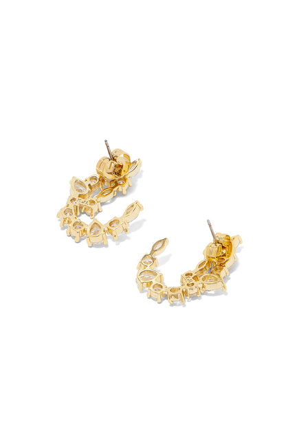 Multi-Shape Scatter Curved Earrings, Gold-Plated Brass & Cubic Zirconia